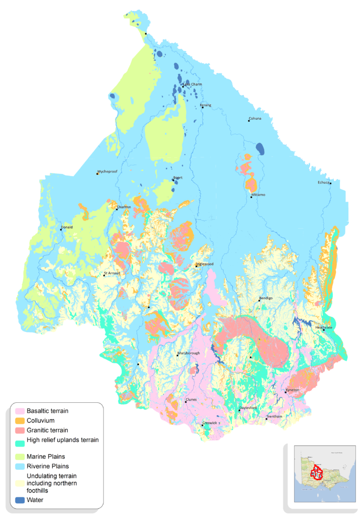 Map of north central region showing Soil Landscapes - an aggregation of geomorphic units